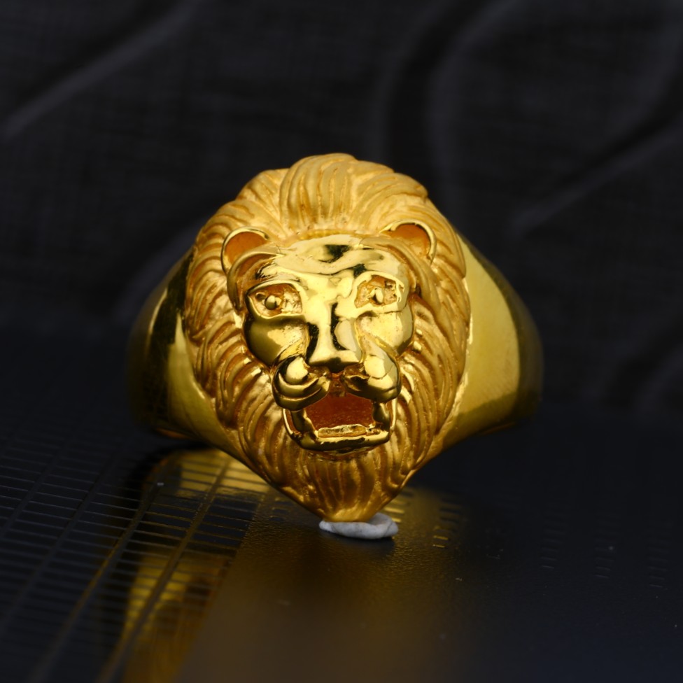 Exclusive Mens 916 Lion King Plain Gold Ring-MPR12