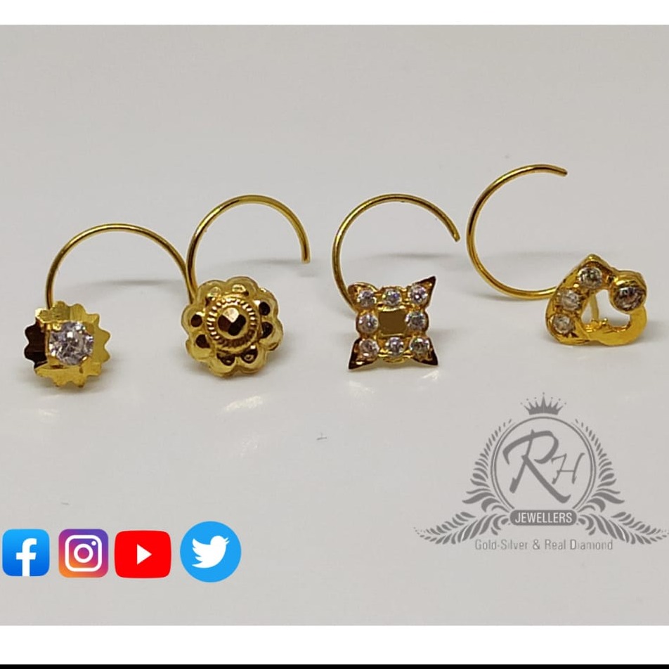 18 carat gold fancy nose pins RH-NS212
