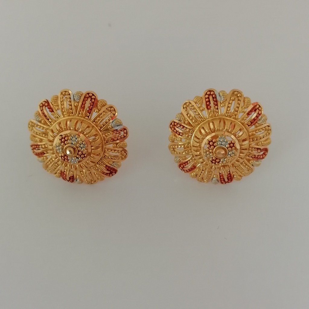 916 gold geru kalkati work earrings