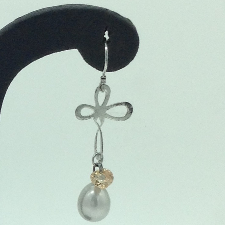 Pearl CZ Silver Ear Hangings JER0145