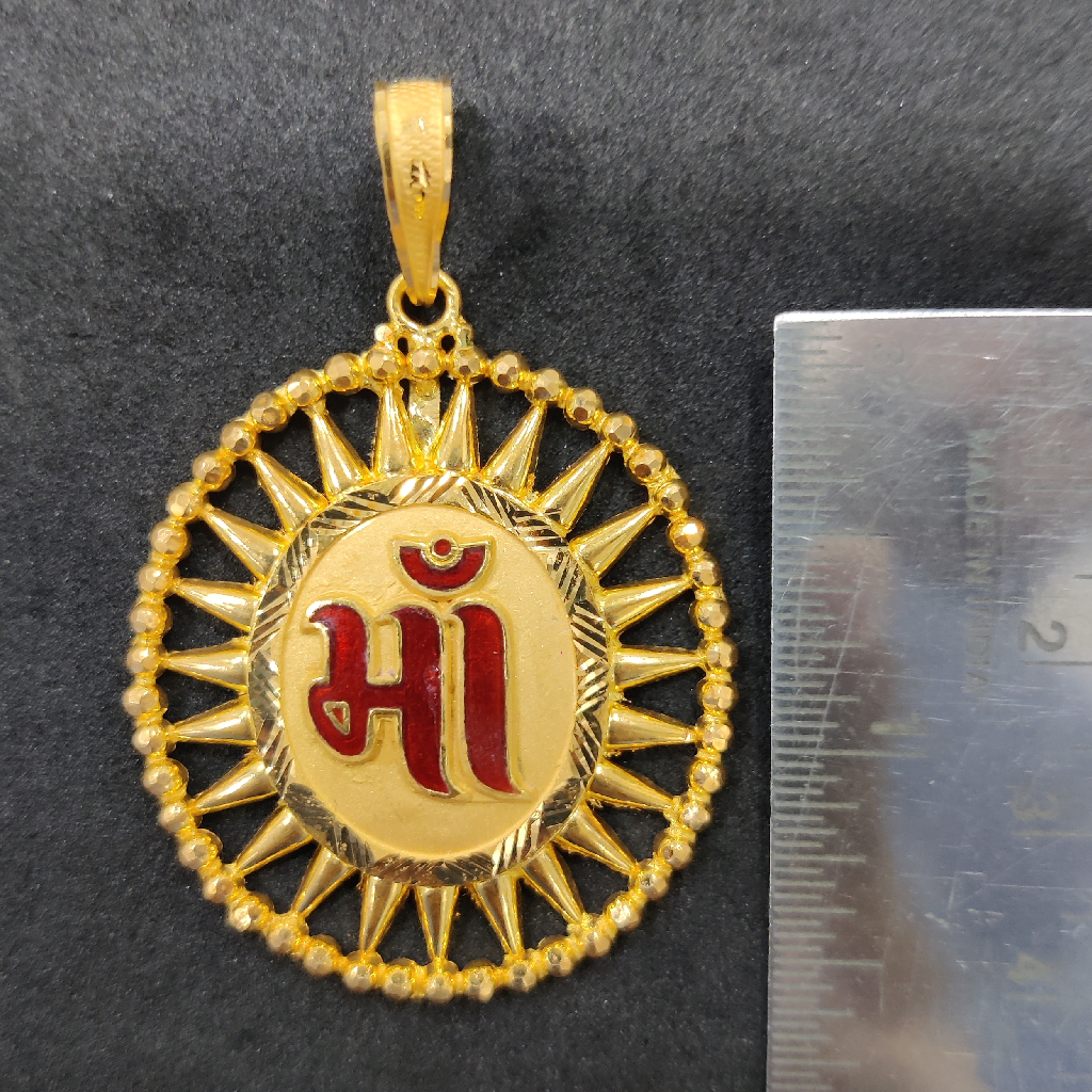 916 Gold Fancy Gent's Maa Minakari Pendant