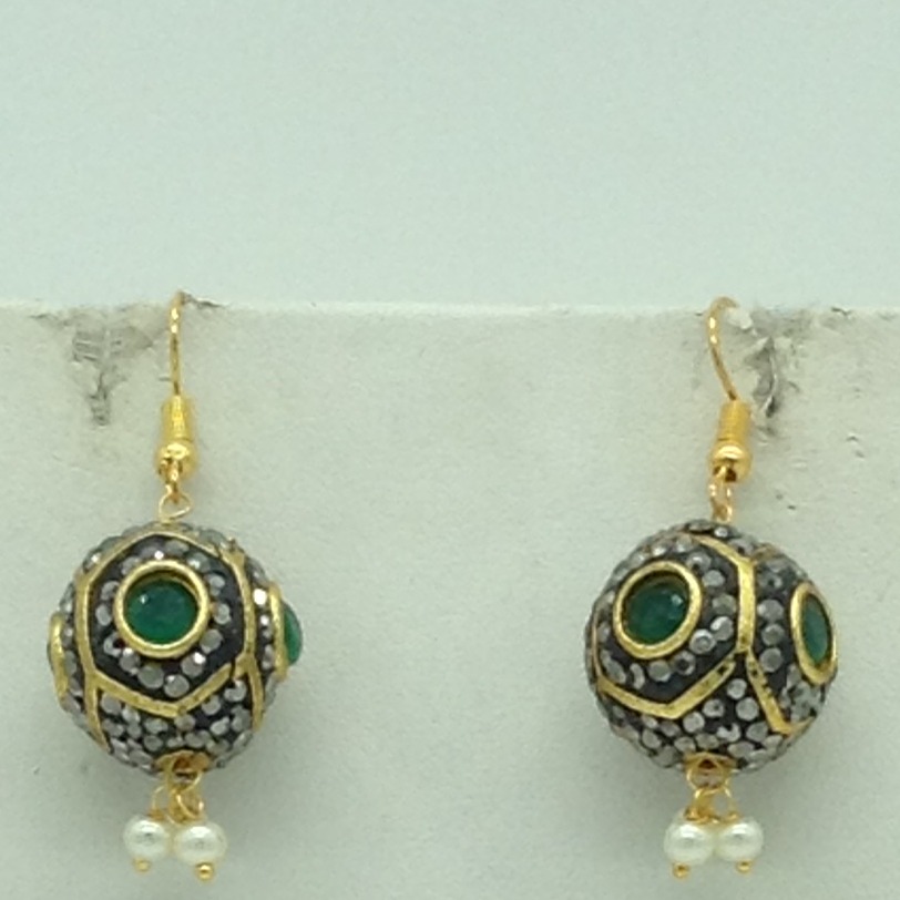White and green cz balls graded necklace set jnc0131