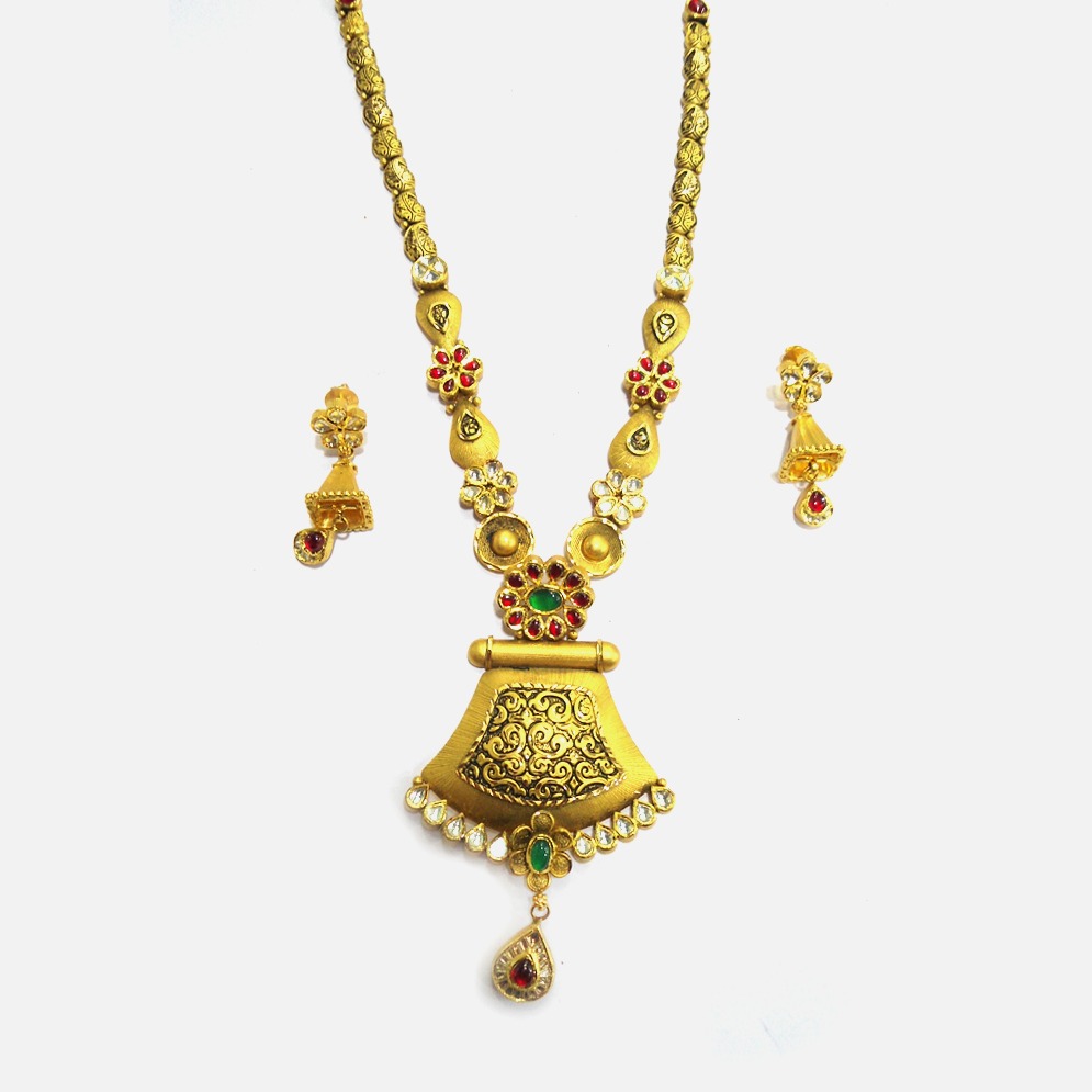 916 Gold Antique Long Necklace Set RHJ-4601
