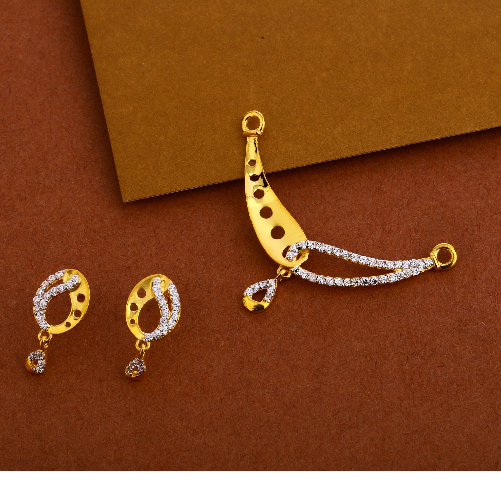 916 Gold Cz Mangalsutra Pendant Set MP267
