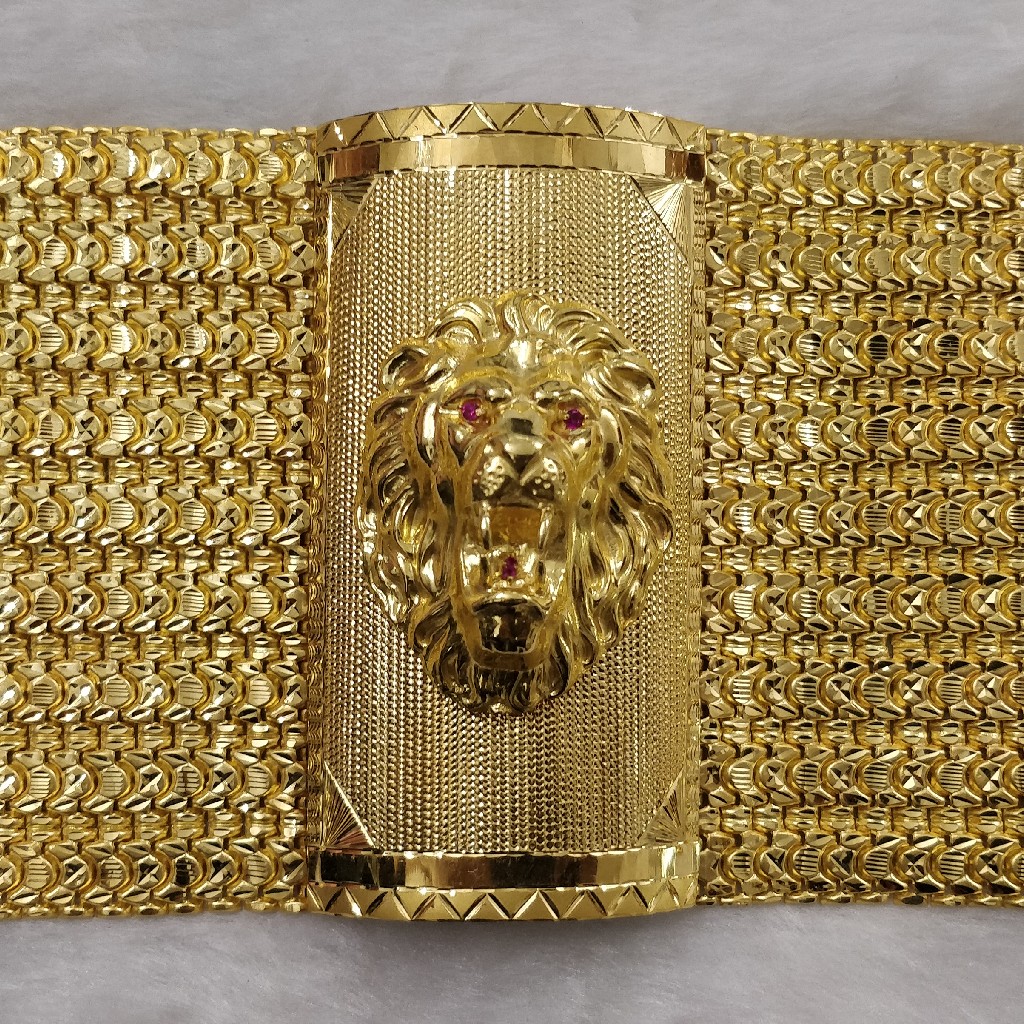 916 Gold Fancy Lion Face Bracelet For Men