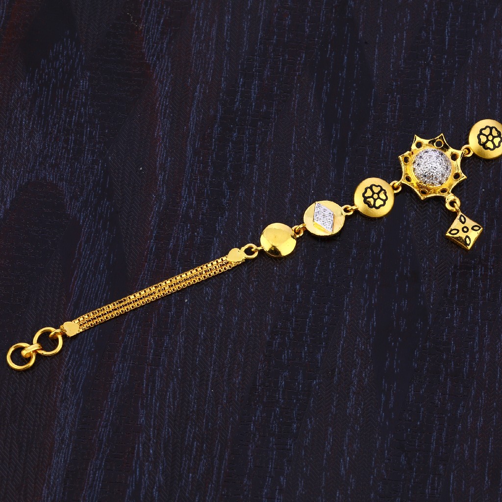 916 Gold Ladies Plain Fancy Bracelet LB347
