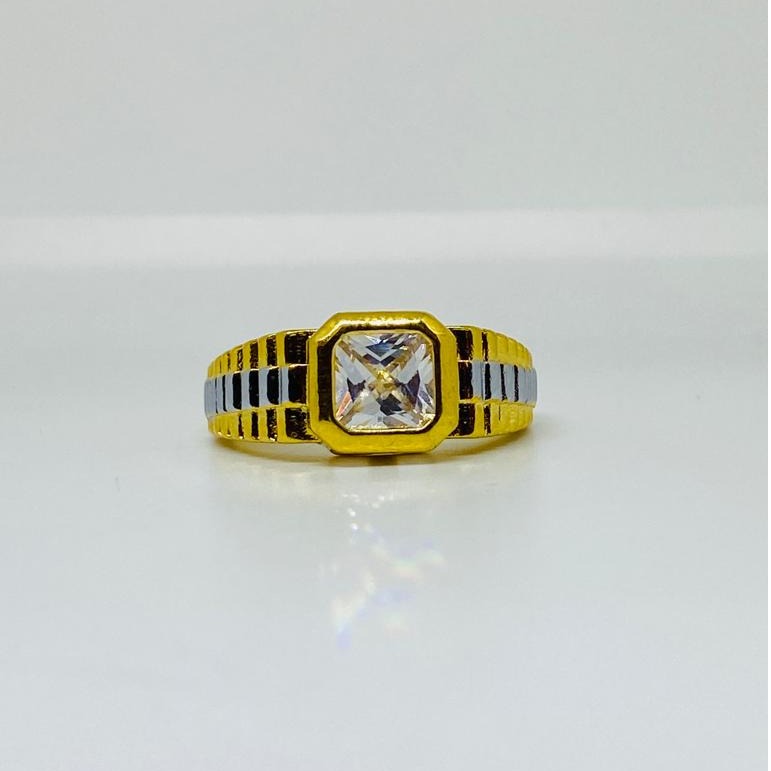 1 gram gold coated single stone ring