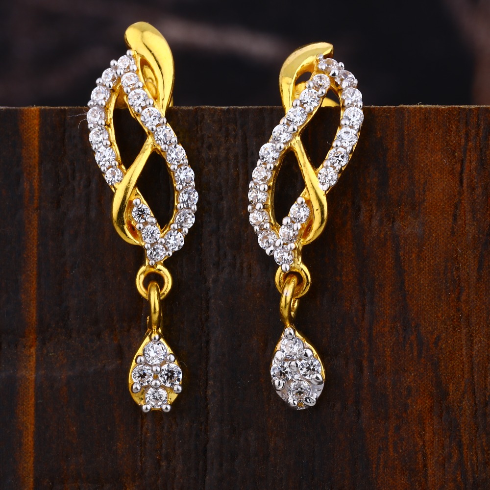 22CT Gold Cz Women's classic Hallmark Jhummar Earring LFE386