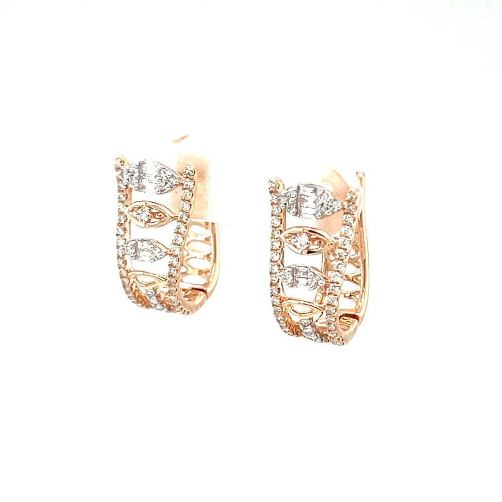 Royale Collection Diamond Bali Hoops Studs in Rose Gold