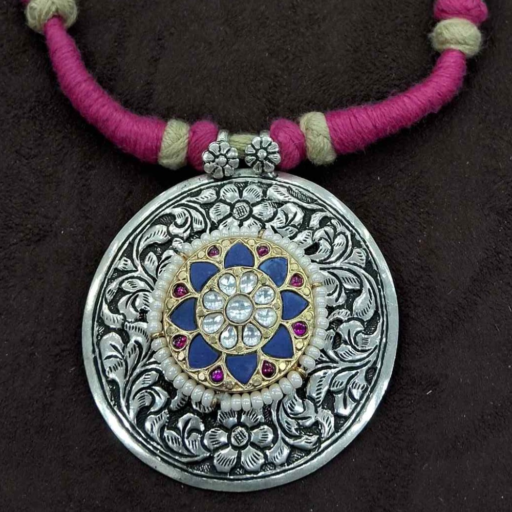 925 Sterling silver Tribal Chokar oxidized pendant for Ladies STS0017