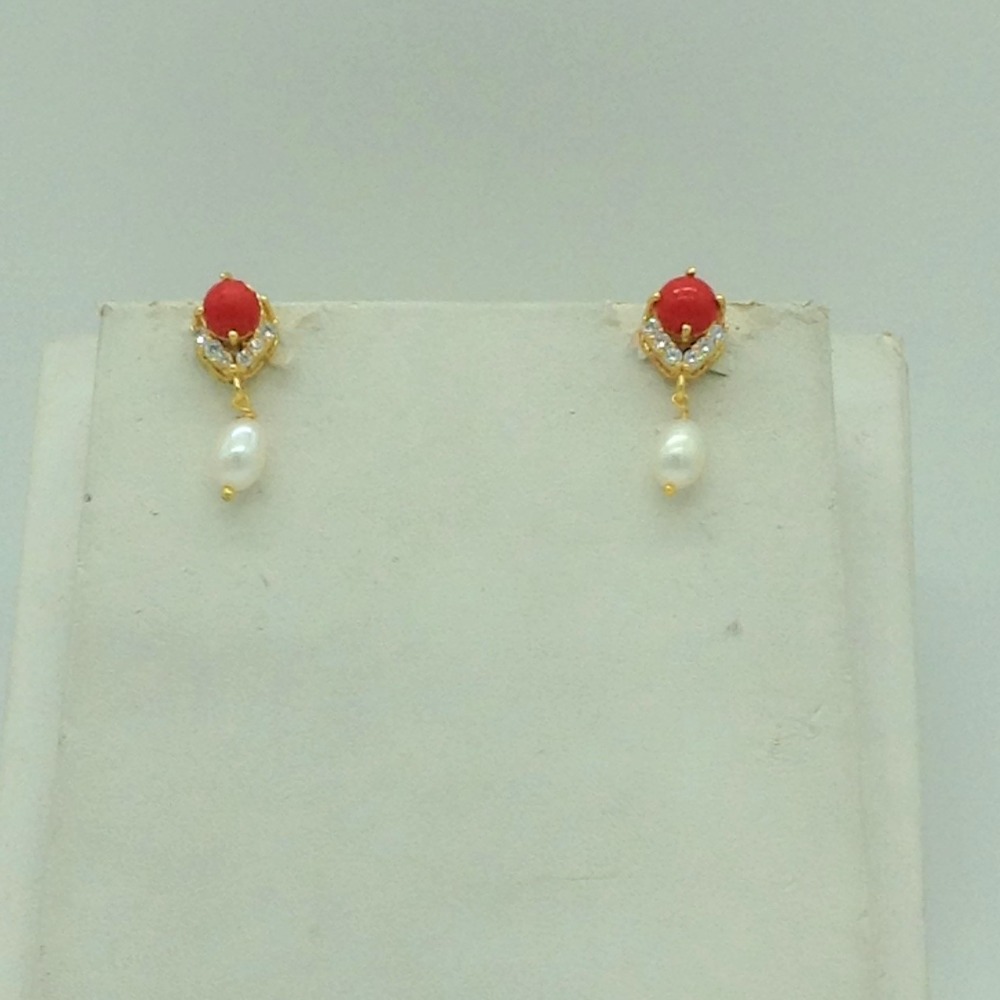 White cz; corals 7 pcs set with 1 line flat pearls mala jps0736