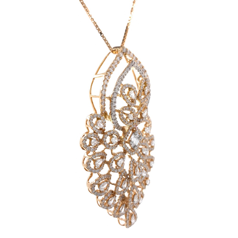 charmante with Fancy Shaped diamond pendant in 18k Rose Gold 9shp41