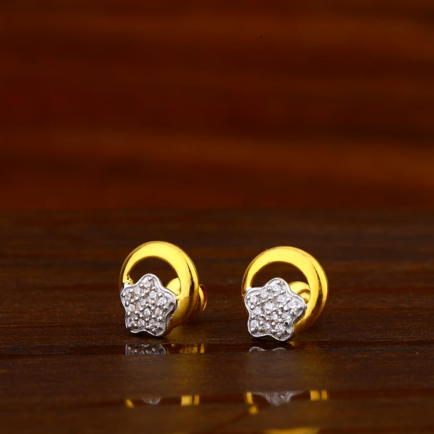 22CT Gold CZ Hallmark Stylish Ladies Tops Earrings LTE303