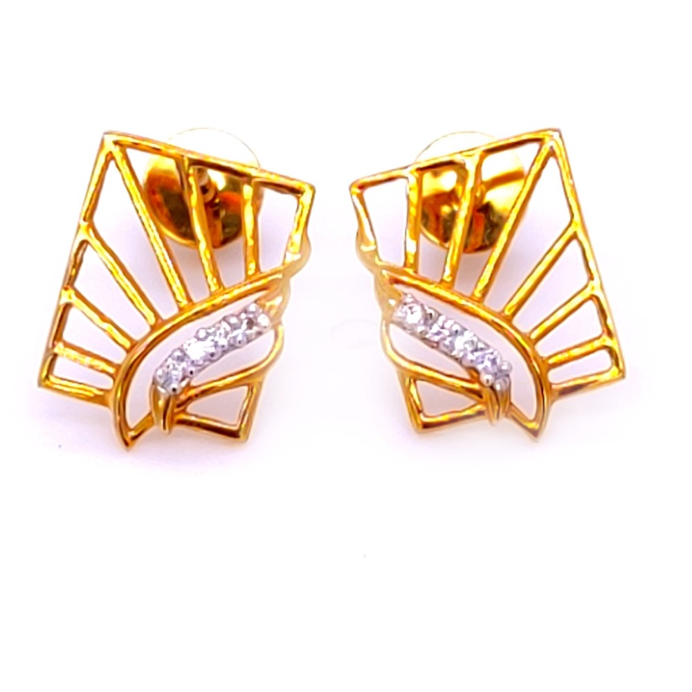 Delicate rectangular diamond gold earring