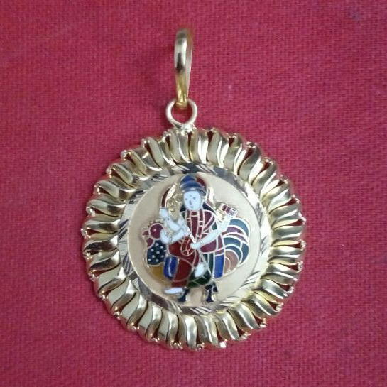 916 Gold Fancy Gent's Bahuchar Maa Minakari Pendant
