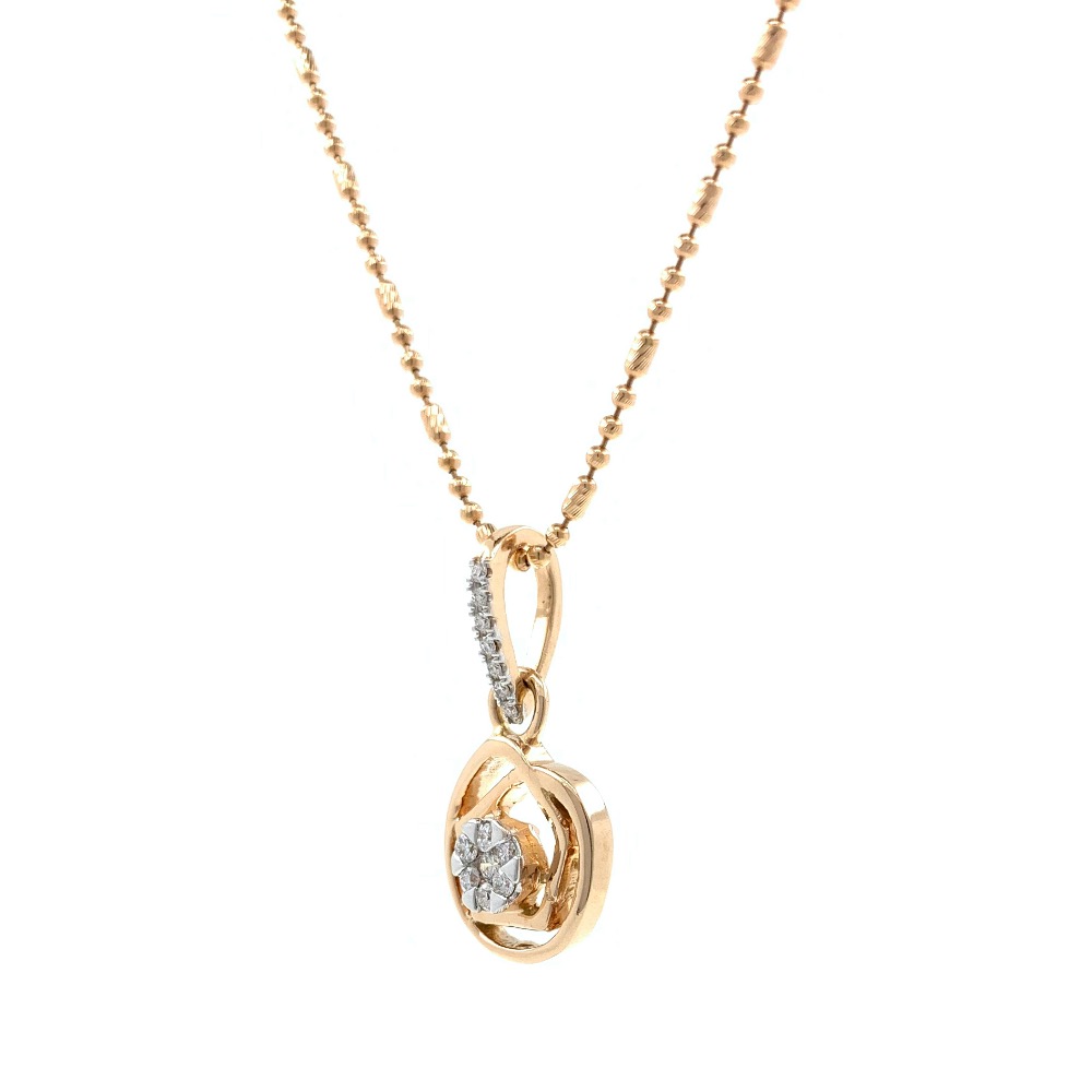 Circle and hexagon design diamond pendant in 18k rose gold 9SHP54