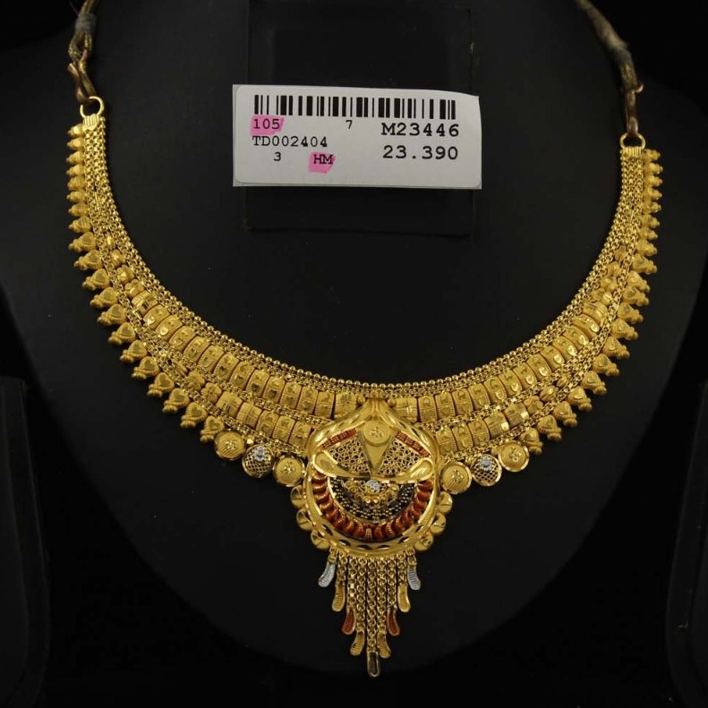 916 Gold Hallmark Necklace Set For Wedding