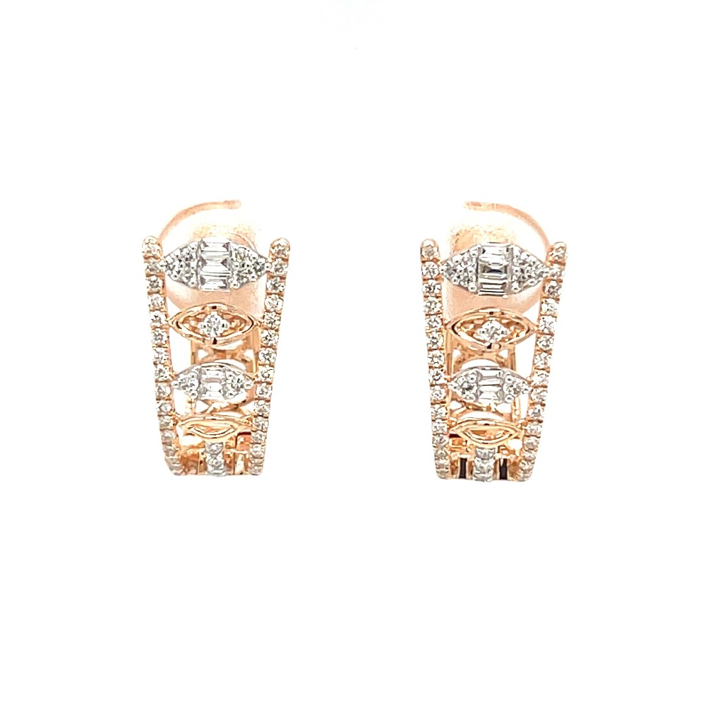 Royale Collection Diamond Bali Hoops Studs in Rose Gold