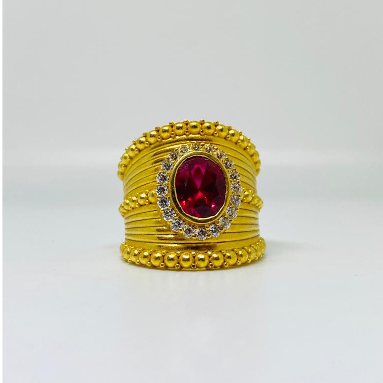 Beautifully Designed Traditional Heavy Gold Plated Stone Ring For Women at  Best Price in Ghaziabad | Kanak Jewellers