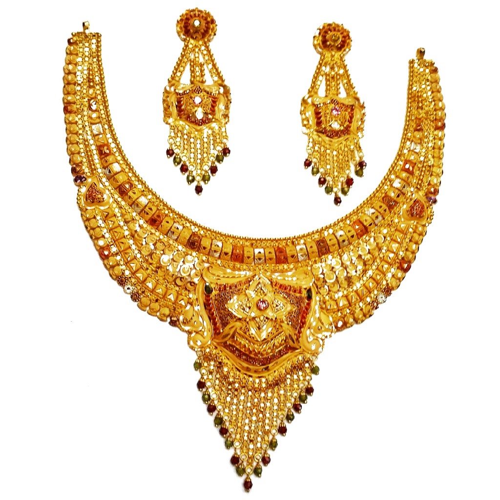 Buy quality 22k gold kulkatti half necklace set mga - gn0035 in Amreli