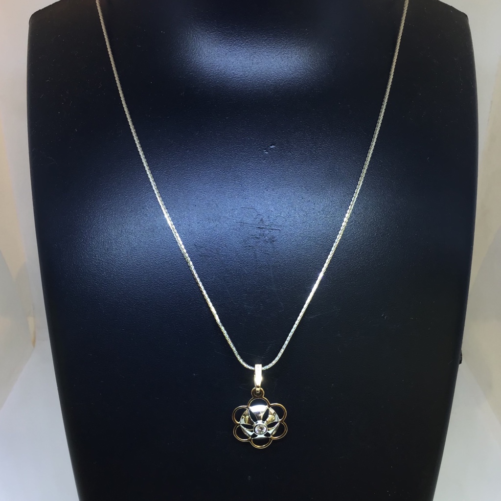 BRANDED FANCY RODIAM CHAIN WITH REAL DIAMOND PENDANT