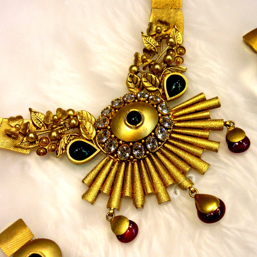 Floral designer unique gold 22k necklace set