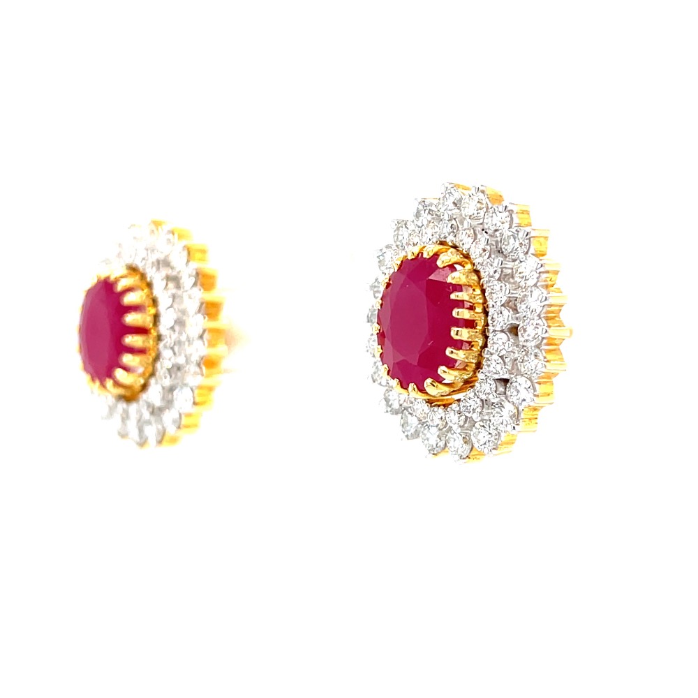 Grandiose Detachable diamond & ruby earrings in yellow gold 8top77