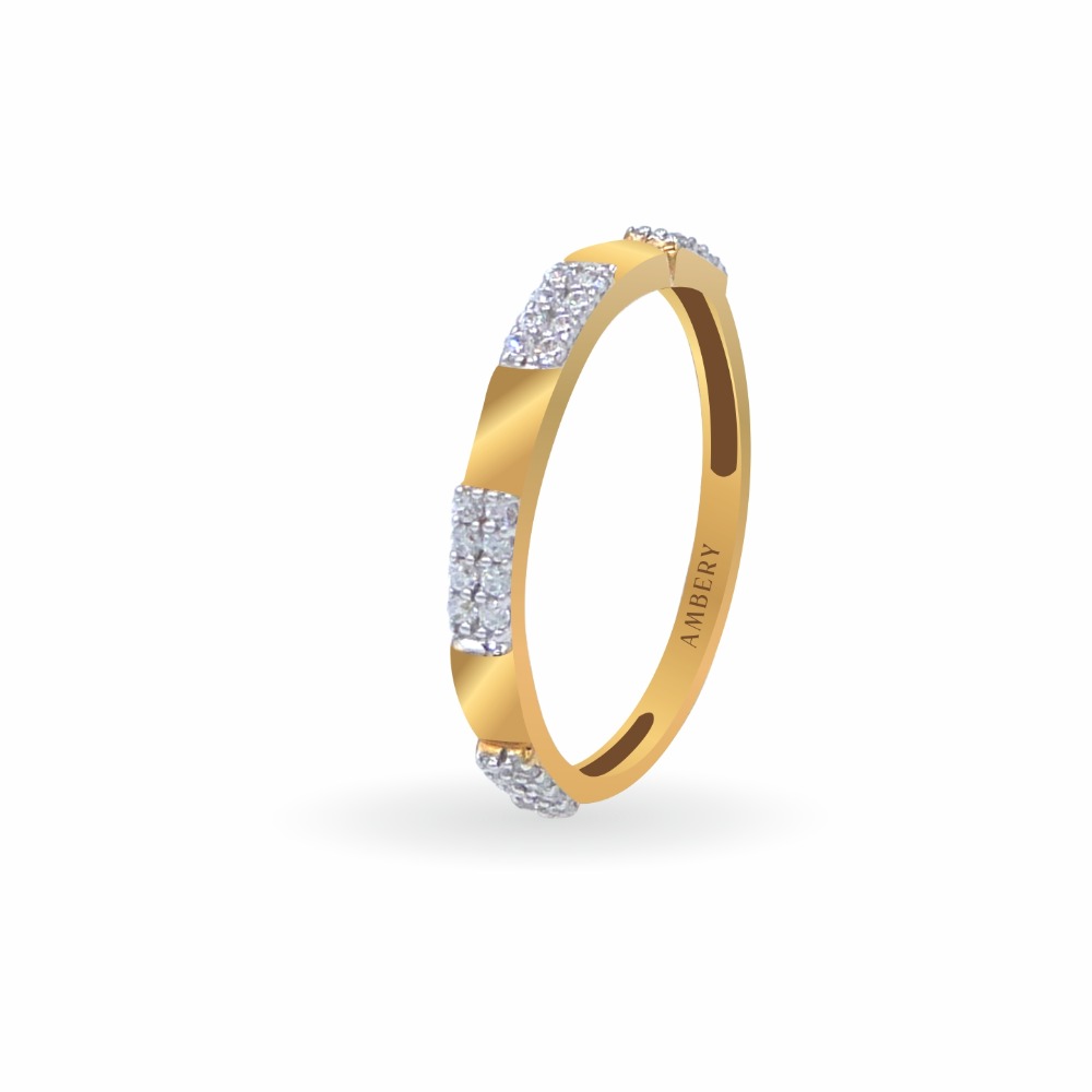 Cathy Waterman 22K Gold Hammered Ring with Diamond 