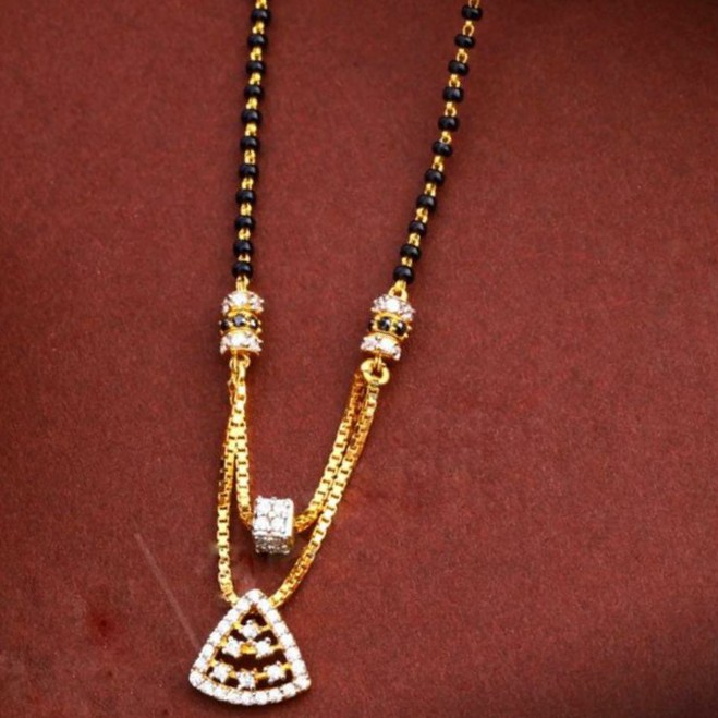 22KT/ 916 Gold fancy double line triangle mangalsutra for ladies