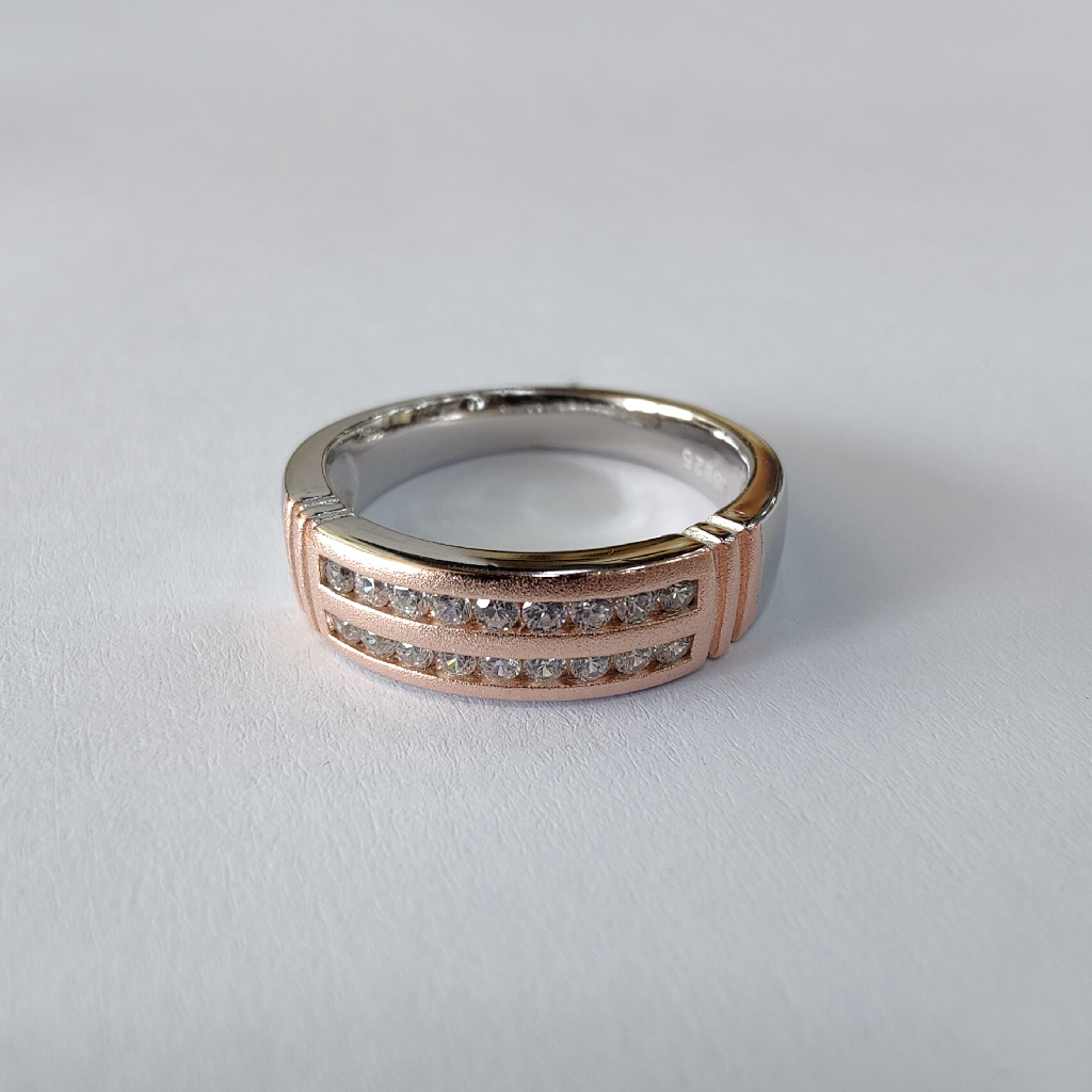 925 sterling silver diamond rose gold coating ladies and gents ring