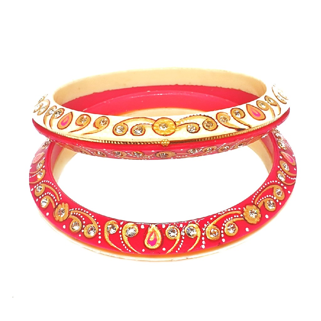 22k gold designer printed chudli bangles mga - cdg0026
