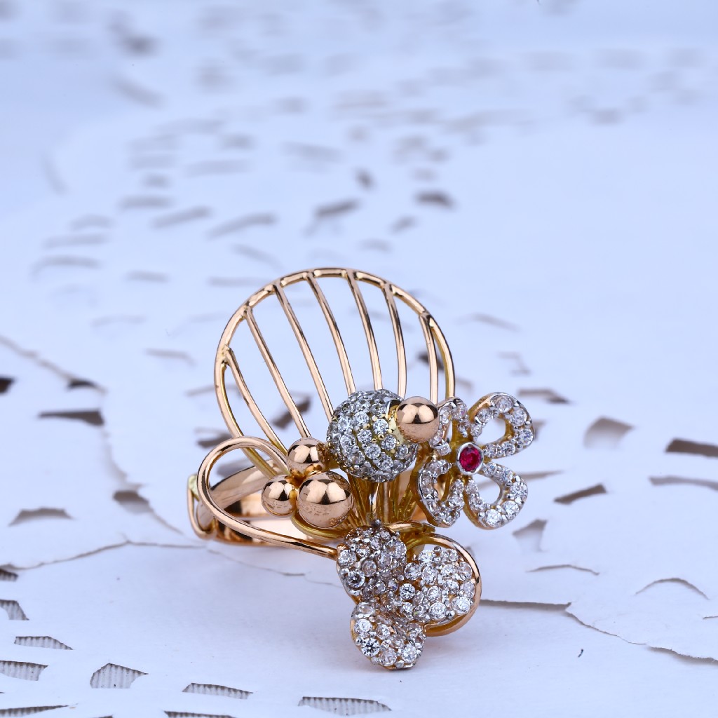 Ladies Rose Gold Diamond Ring-RLR34
