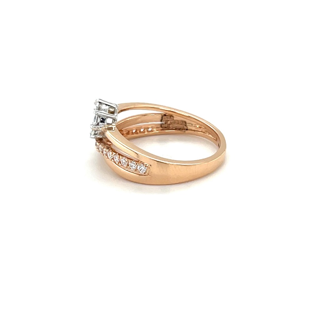 Trio Band With Eva Cut Diamond Ring in 18k Rose Gold