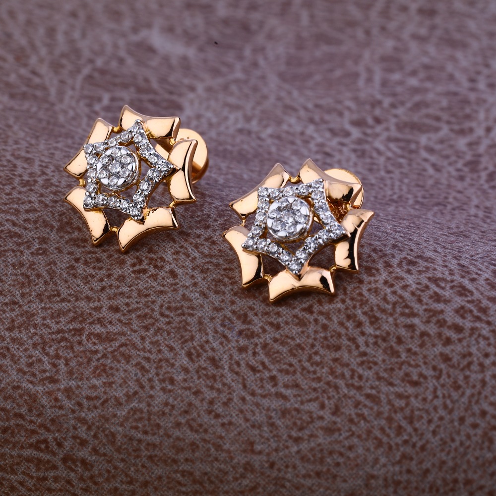 Ladies 76 Rose Gold Round Traditional Earring -RE68