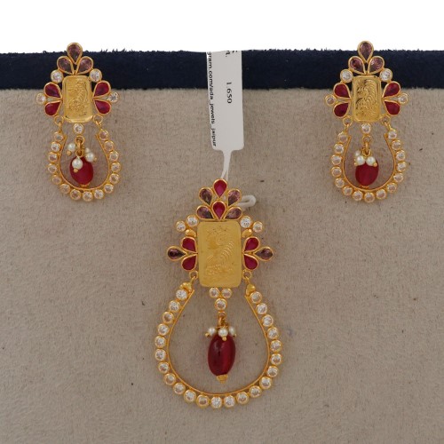Buy quality 22k Gold Flair Pearl Lightweight Pendant Set AJPS22 in Jaipur