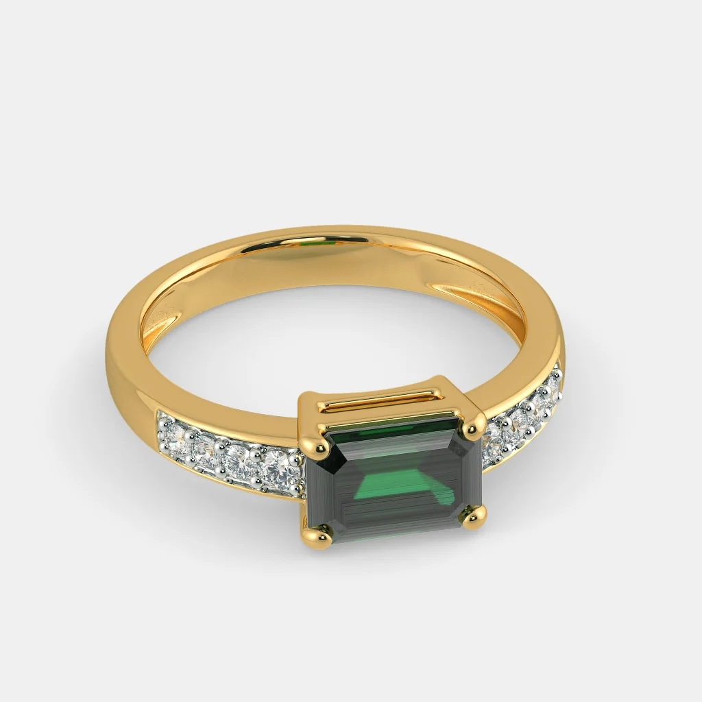 22k gold green colour stone chauras ring