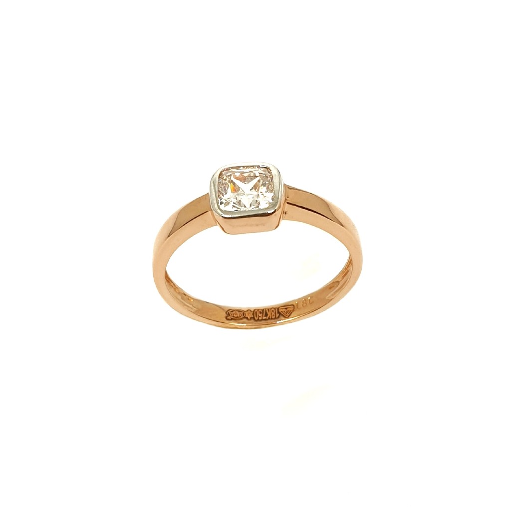 18K Rose Gold Square Shaped Solitaire Diamond Ring MGA - LRG1062