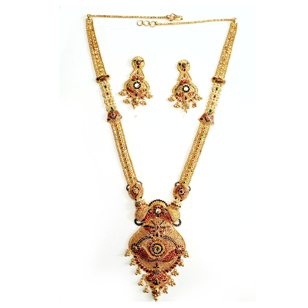 916 Gold Kalkati Necklace Set MGA - GN032