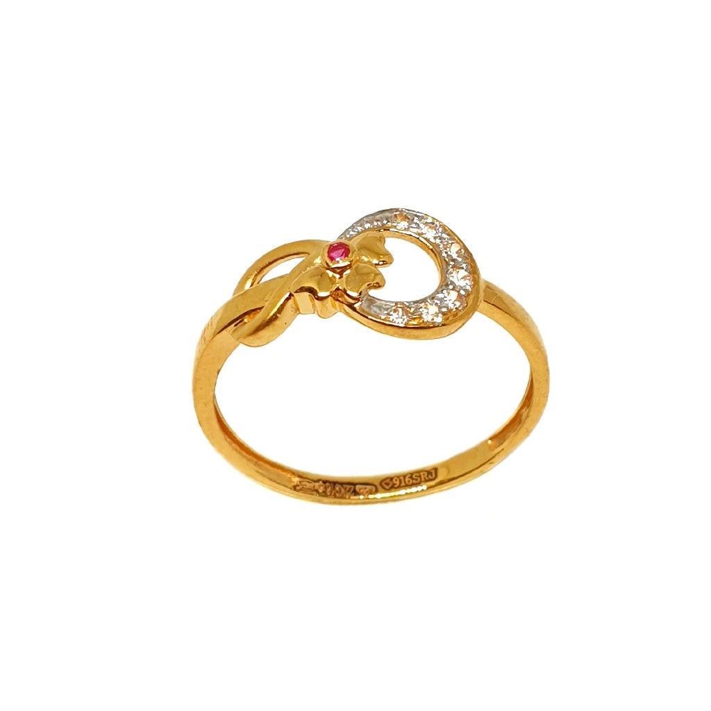 22K Gold Flower Shaped Pink Diamond Ring MGA - LRG1095