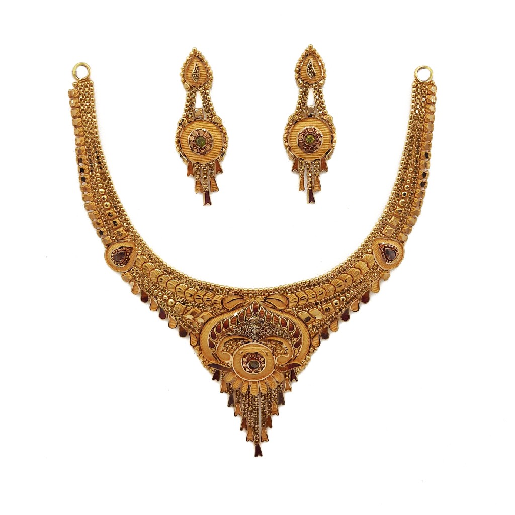 22k Gold Culcutti Necklace with Earrings