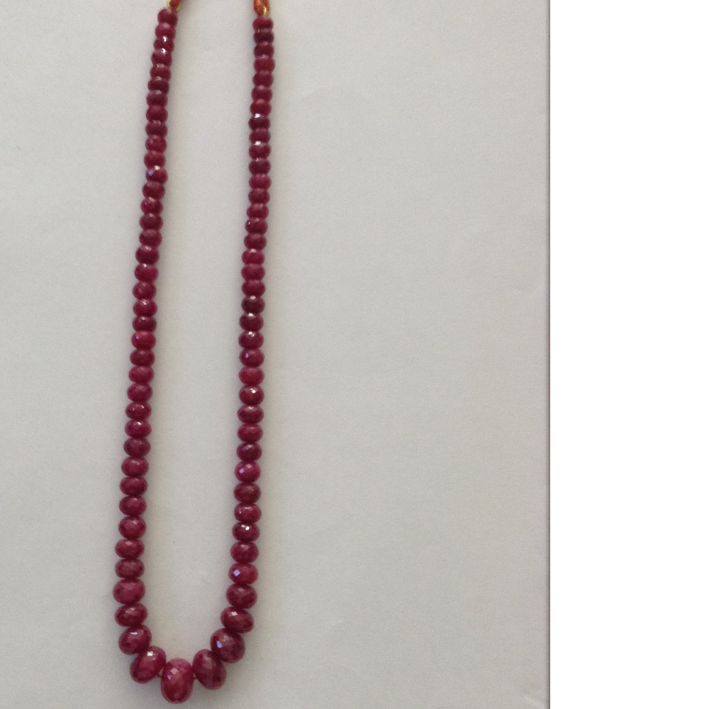 Natural red ruby faceted round beeds mala JSR0099