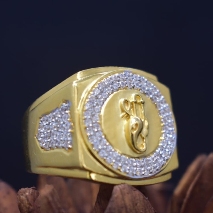 916 Gold CZ Gents Ring MK-R17