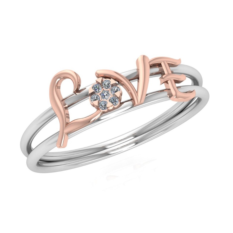 18K Rose Gold Love Diamond Ring JJ-R08