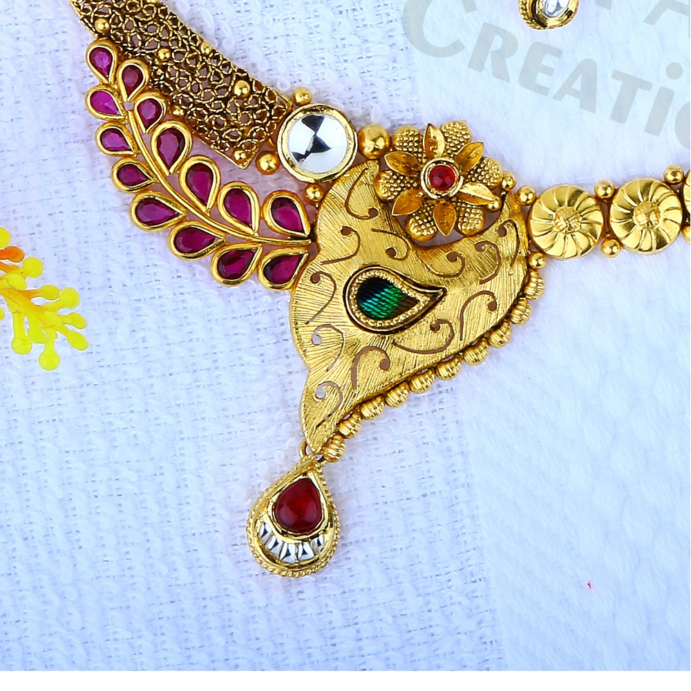 antique jadtar 22ct gold mayurpankh work jadau necklace set