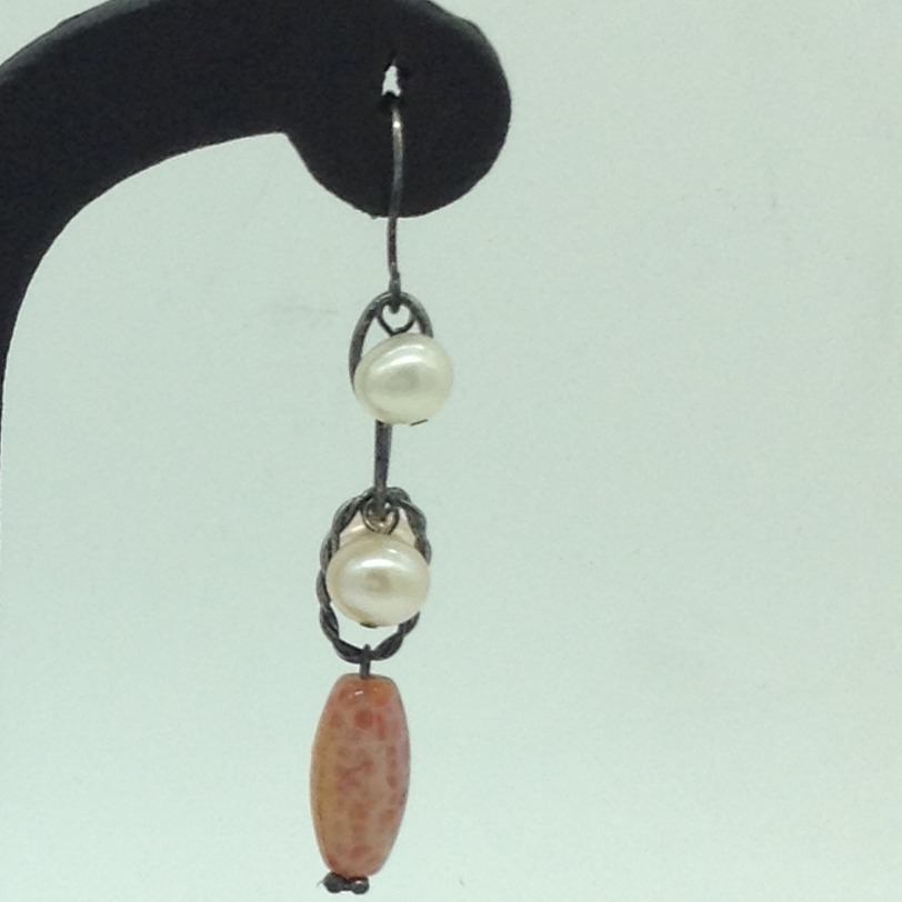Pearl and Agate Silver Ear Hangings JER0107