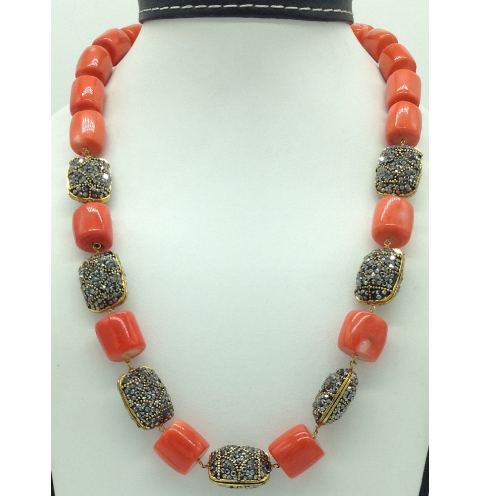 White cz balls and corals graded necklace set jnc0132