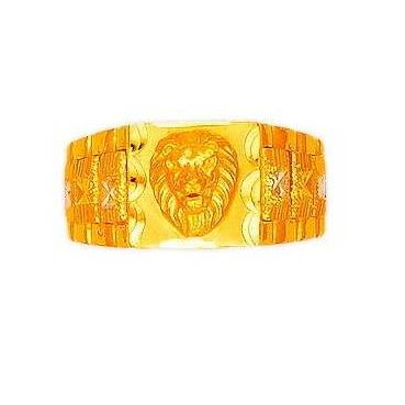 22K/916 Designer Plain Gold CZ Lion Shape Gents Ring