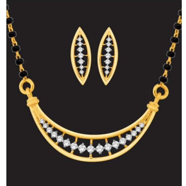 916 Gold Diamond Mangalsutra With Earring JJ-M12