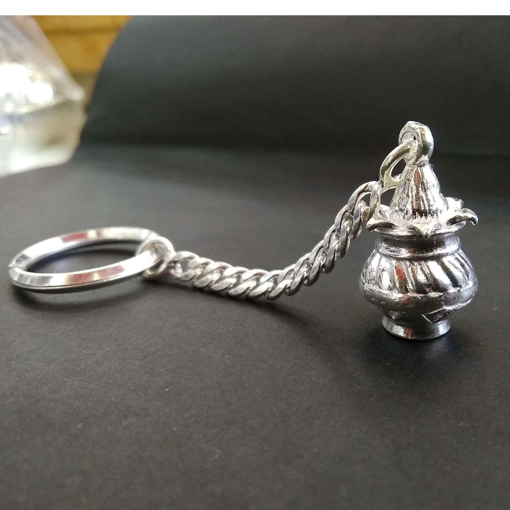 Silver kalash & nariyal keychain for  home key