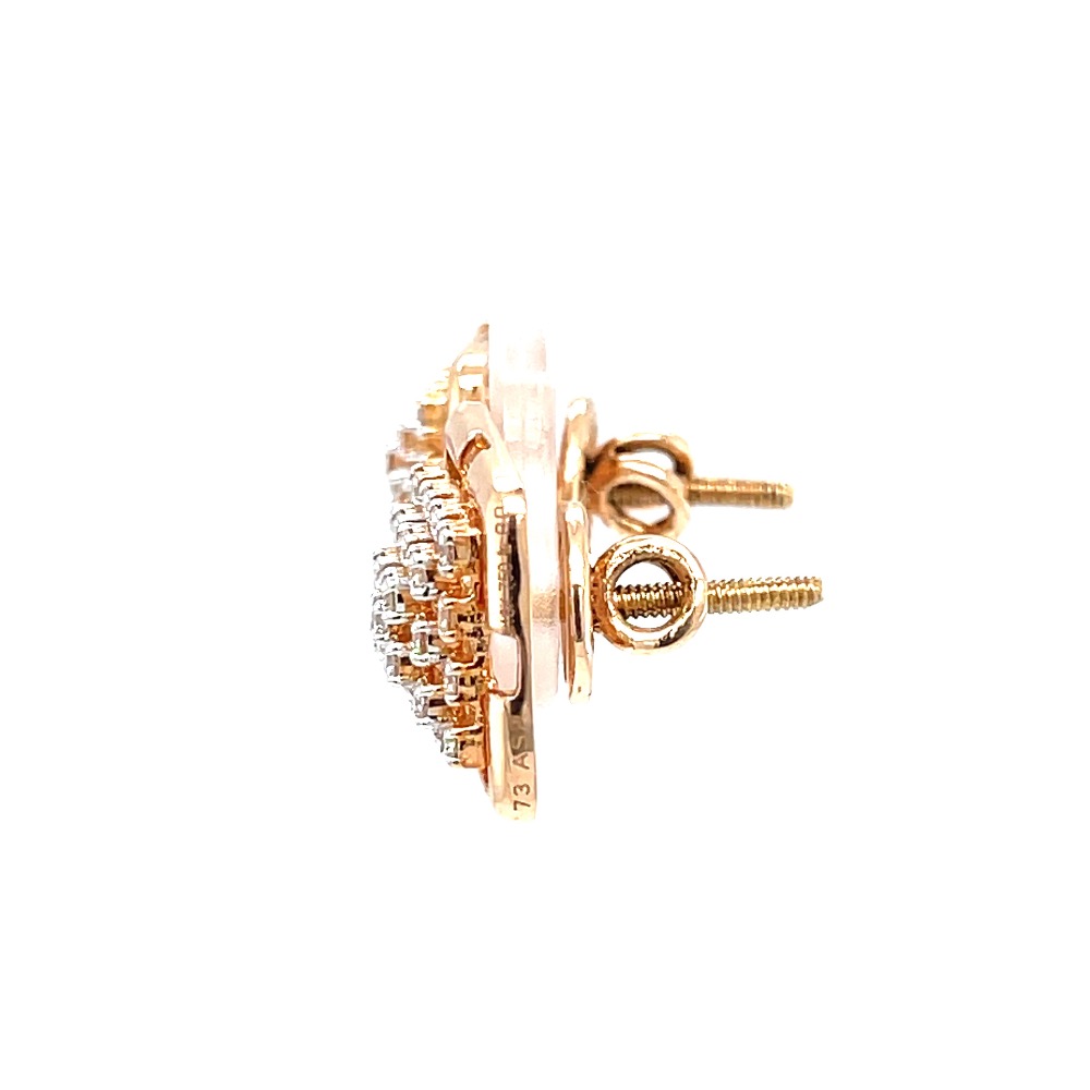 Pyramid dome diamond stud earring in 18k rose gold 0top167